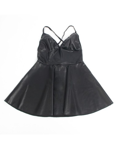 SUBBLIME 955373 VESTIDO CON TIRANTES DE CUERO NEGRO S M