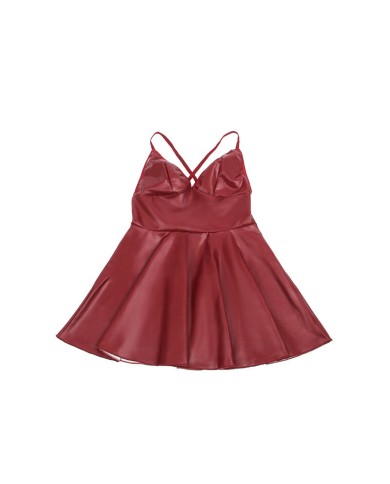 SUBBLIME 955397 VESTIDO CON TIRANTES DE CUERO BURDEOS S M