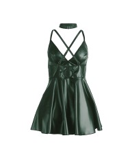 SUBBLIME 955434 VESTIDO CON TIRANTES DE CUERO VERDE S M