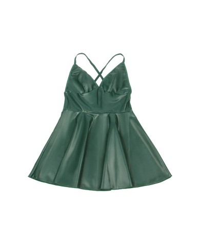 SUBBLIME 955434 VESTIDO CON TIRANTES DE CUERO VERDE S M