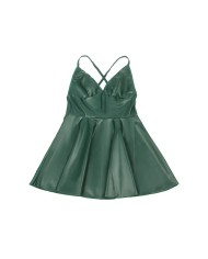 SUBBLIME 955434 VESTIDO CON TIRANTES DE CUERO VERDE S M