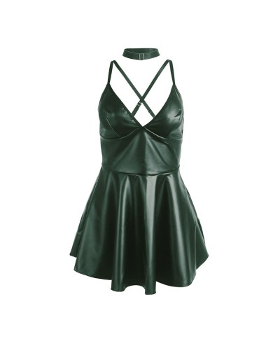 SUBBLIME 955441 VESTIDO CON TIRANTES DE CUERO VERDE L XL