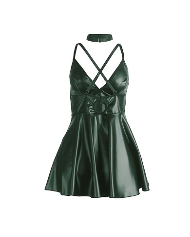 SUBBLIME 955441 VESTIDO CON TIRANTES DE CUERO VERDE L XL