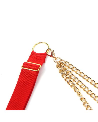 SUBBLIME 955519 CONJUNTO SUJETADOR CON CADENAS Y CORAZON DE MALLA ROJO S M