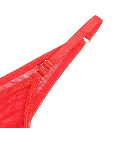 SUBBLIME 955519 CONJUNTO SUJETADOR CON CADENAS Y CORAZON DE MALLA ROJO S M