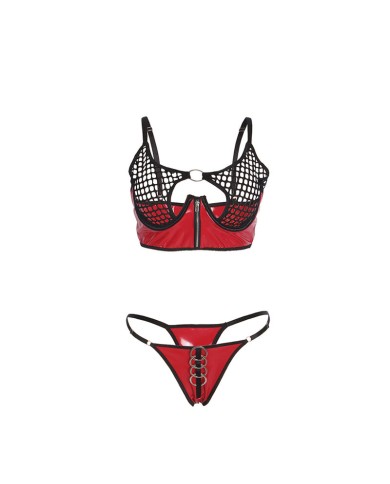 SUBBLIME 955533 CONJUNTO SUJETADOR CON CREMALLERA DE MALLA DE CHAROL ROJO S M