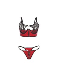 SUBBLIME 955533 CONJUNTO SUJETADOR CON CREMALLERA DE MALLA DE CHAROL ROJO S M