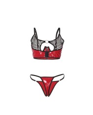 SUBBLIME 955533 CONJUNTO SUJETADOR CON CREMALLERA DE MALLA DE CHAROL ROJO S M