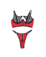 SUBBLIME 955533 CONJUNTO SUJETADOR CON CREMALLERA DE MALLA DE CHAROL ROJO S M
