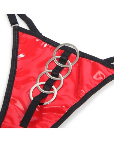 SUBBLIME 955533 CONJUNTO SUJETADOR CON CREMALLERA DE MALLA DE CHAROL ROJO S M