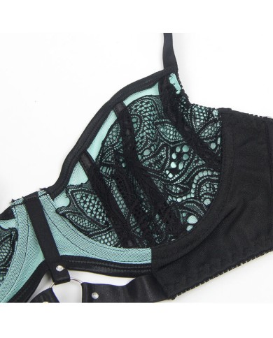 SUBBLIME 955557 CONJUNTO SUJETADOR CON CREMALLERA DE MALLA DE CHAROL VERDE S M