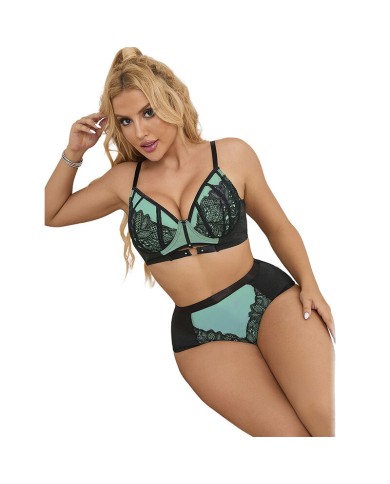 SUBBLIME 955564 CONJUNTO SUJETADOR CON CREMALLERA DE MALLA DE CHAROL VERDE L XL