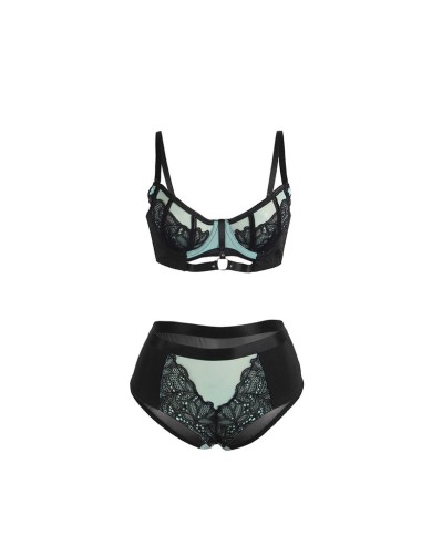 SUBBLIME 955564 CONJUNTO SUJETADOR CON CREMALLERA DE MALLA DE CHAROL VERDE L XL