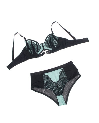 SUBBLIME 955564 CONJUNTO SUJETADOR CON CREMALLERA DE MALLA DE CHAROL VERDE L XL