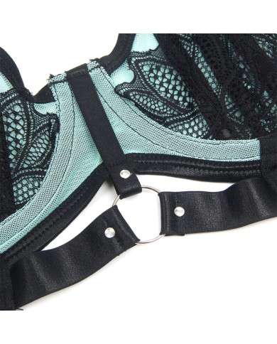 SUBBLIME 955564 CONJUNTO SUJETADOR CON CREMALLERA DE MALLA DE CHAROL VERDE L XL