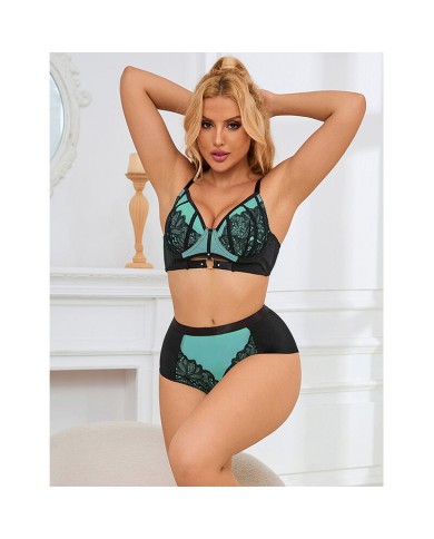 SUBBLIME 955564 CONJUNTO SUJETADOR CON CREMALLERA DE MALLA DE CHAROL VERDE L XL