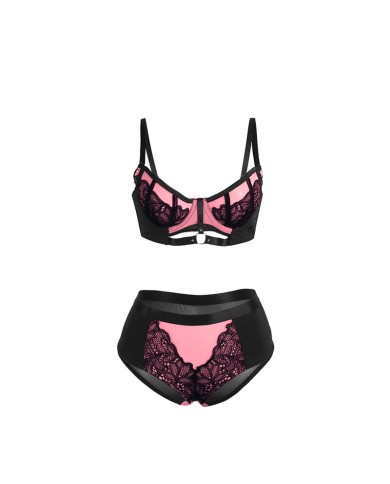 SUBBLIME 955571 CONJUNTO SUJETADOR CON CREMALLERA DE MALLA DE CHAROL ROSA S M