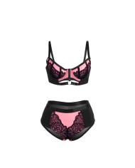 SUBBLIME 955571 CONJUNTO SUJETADOR CON CREMALLERA DE MALLA DE CHAROL ROSA S M