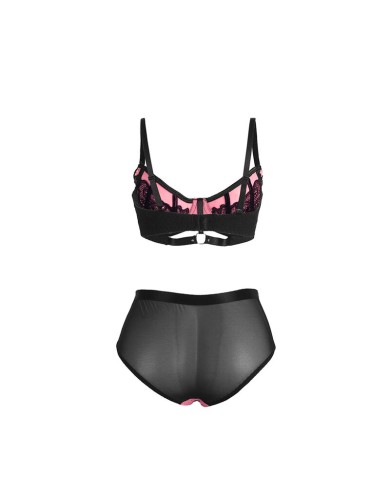 SUBBLIME 955571 CONJUNTO SUJETADOR CON CREMALLERA DE MALLA DE CHAROL ROSA S M