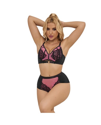 SUBBLIME 955588 CONJUNTO SUJETADOR CON CREMALLERA DE MALLA DE CHAROL ROSA L XL