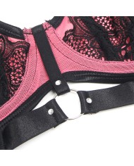 SUBBLIME 955588 CONJUNTO SUJETADOR CON CREMALLERA DE MALLA DE CHAROL ROSA L XL