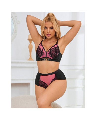 SUBBLIME 955588 CONJUNTO SUJETADOR CON CREMALLERA DE MALLA DE CHAROL ROSA L XL