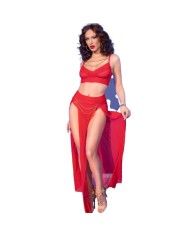 CHILIROSE CR 4850 SET TOP ROJO Y LEGGINS CON COMPLEMENTOS DORADOS S