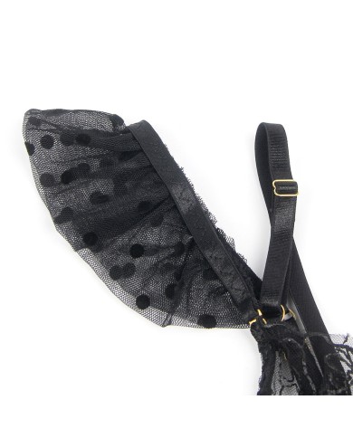SUBBLIME 957483 CONJUNTO SUJETADOR Y LIGA DE ENCAJE NEGRO S M