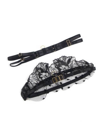 SUBBLIME 957483 CONJUNTO SUJETADOR Y LIGA DE ENCAJE NEGRO S M