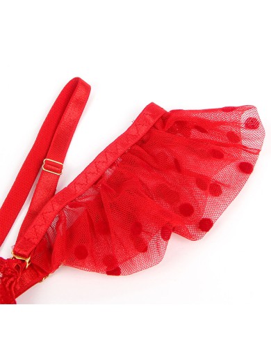 SUBBLIME 957506 CONJUNTO SUJETADOR Y LIGA DE ENCAJE ROJO S M