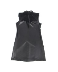 SUBBLIME 957544 VESTIDO DE CUERO CON CUELLO DE ENCAJE NEGRO S M