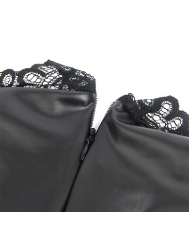 SUBBLIME 957544 VESTIDO DE CUERO CON CUELLO DE ENCAJE NEGRO S M