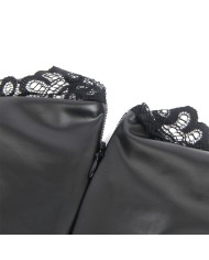 SUBBLIME 957544 VESTIDO DE CUERO CON CUELLO DE ENCAJE NEGRO S M