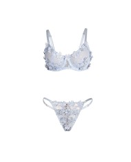 SUBBLIME 957629 CONJUNTO SUJETADOR Y PANTIES CON BORDADOS DE FLORES CELESTE S M