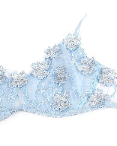 SUBBLIME 957629 CONJUNTO SUJETADOR Y PANTIES CON BORDADOS DE FLORES CELESTE S M