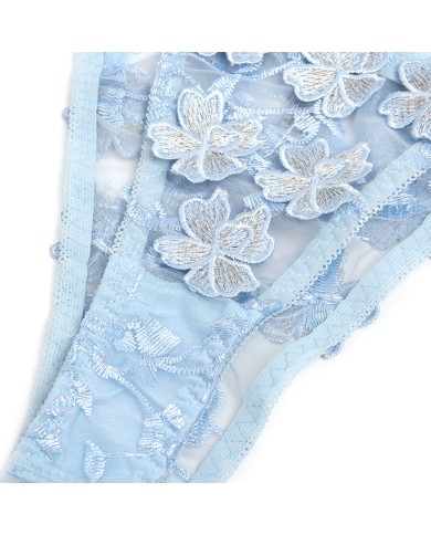 SUBBLIME 957629 CONJUNTO SUJETADOR Y PANTIES CON BORDADOS DE FLORES CELESTE S M