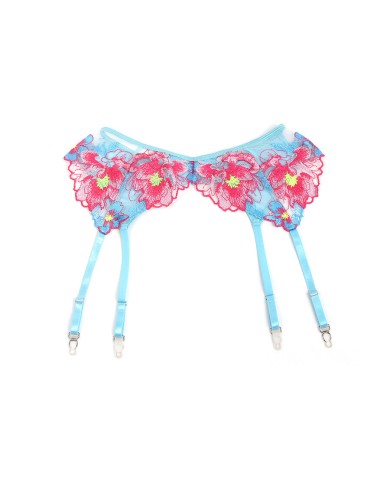 SUBBLIME 957643 CONJUNTO SUJETADOR Y LIGUERO CON BORDADOS DE FLORES ROSAS S M