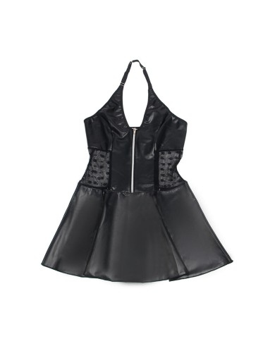 SUBBLIME 957704 VESTIDO DE CUERO CON CREMALLERA Y ENCAJE NEGRO S M