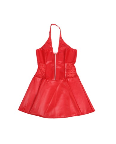 SUBBLIME 957728 VESTIDO DE CUERO CON CREMALLERA Y ENCAJE ROJO S M
