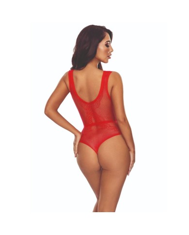 PASSION BS115 BODYSTOCKING REJILLA ROJO