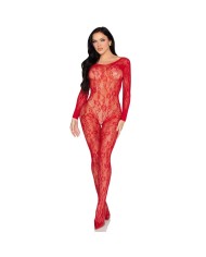 LEG AVENUE 89366 BODYSTOCKING DE LENCERIA DE ENCAJE ROJO TALLA UNICA