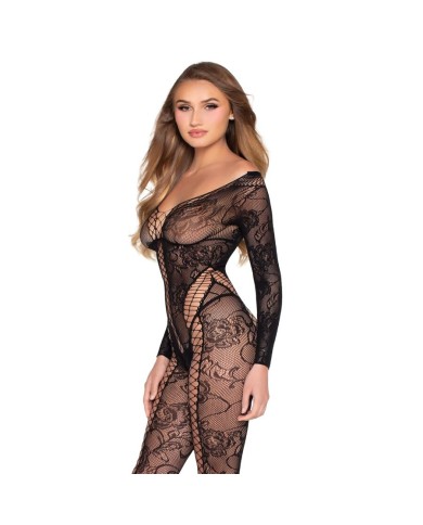 LEG AVENUE 89369 JUMPSUIT DE RED Y ENCAJE NEGRO TALLA UNICA