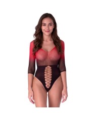 PASSION BS118 BODYSTOCKING DE MALLA NEGRO Y ROJO