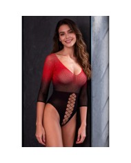 PASSION BS118 BODYSTOCKING DE MALLA NEGRO Y ROJO