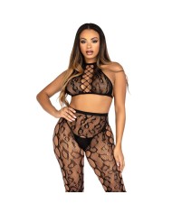 LEG AVENUE 89372 CROP TOP Y MEDIAS SIN ENTREPIERNA NEGRO TALLA UNICA