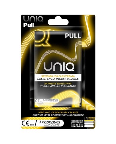 UNIQ PULL PRESERVATIVOS CON TIRAS SIN LATEX 3 UNIDADES