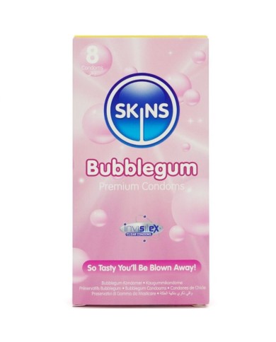 SKINS PRESERVATIVOS PREMIUM SABOR CHICLE PACK 8