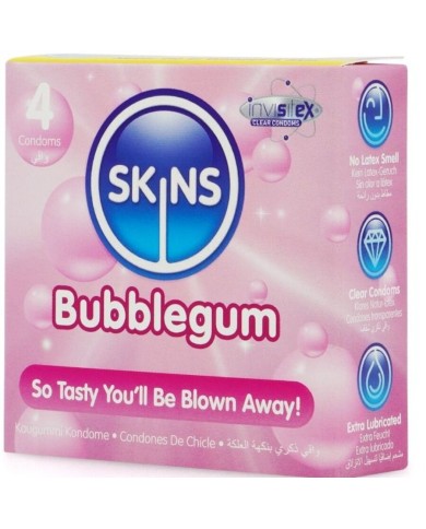 SKINS PRESERVATIVOS PREMIUM SABOR CHICLE PACK 4