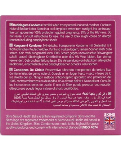 SKINS PRESERVATIVOS PREMIUM SABOR CHICLE PACK 4