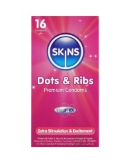 SKINS DOTS RIBS PRESERVATIVOS PREMIUM PACK 16